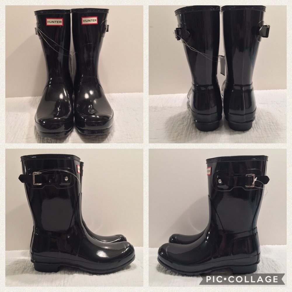 NIB Hunter black gloss short rain boots - Picture 2 of 7